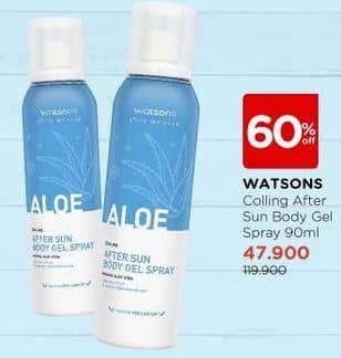 Watsons Cooling After Sun Body Spray 90 ml Diskon 60%, Harga Promo Rp47.900, Harga Normal Rp119.900