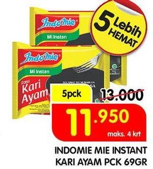 Promo Harga INDOMIE Mi Kuah Kari Ayam per 5 pcs 69 gr - Superindo