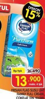 Promo Harga FRISIAN FLAG Susu UHT Purefarm Full Cream, Swiss Chocolate 900 ml - Superindo