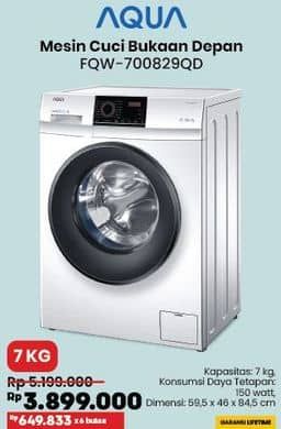 Promo Harga Aqua FQW-700829QD | Mesin Cuci Front Load 7kg  - COURTS