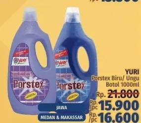 Promo Harga YURI PORSTEX Pembersih Porselen Biru, Lilac 1000 ml - LotteMart