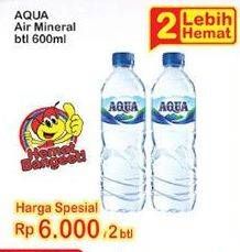 Promo Harga AQUA Air Mineral 600 ml - Indomaret