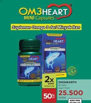 Promo Harga OM3HEART Fish Oil Omega 3 All Variants  - Watsons