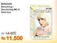 Promo Harga MIRANDA Hair Color Premium Bleaching, Decoloring MC-6 30 ml - Indomaret