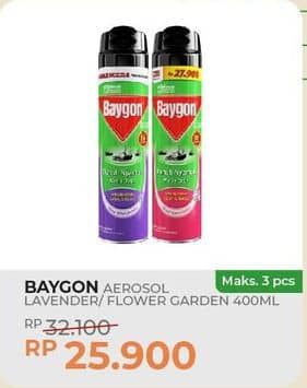 Promo Harga Baygon Insektisida Spray Silky Lavender, Flower Garden 450 ml - Yogya
