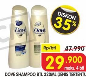 Promo Harga DOVE Shampoo 320 ml - Superindo
