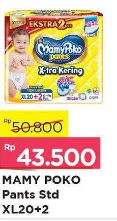 Promo Harga Mamy Poko Pants Xtra Kering XL20+2  - Alfamart