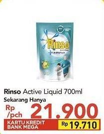 Promo Harga Rinso Liquid Detergent + Active Fresh Yuzu Mint 700 ml - Carrefour