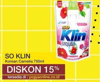 Promo Harga SO KLIN Liquid Detergent Korean Camelia 750 ml - Yogya
