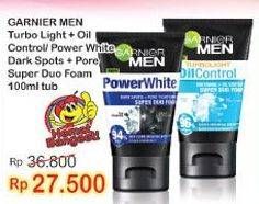 Promo Harga GARNIER MEN Turbo Light Oil Control Facial Foam/Power White Facial Foam 100ml  - Indomaret