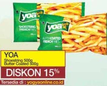 Promo Harga YOA French Fries Shoestring, Butter Coated 500 gr - Yogya