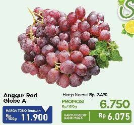 Promo Harga Anggur Red Globe A per 100 gr - Carrefour