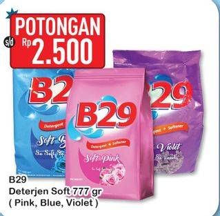 Promo Harga B29 Detergent + Softener Pink, Blue, Violet 777 gr - Hypermart
