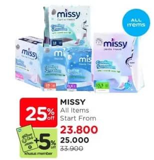 Promo Harga Missy Gentle Freeze 24.5cm, 29cm 10 pcs - Watsons