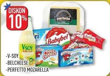 Promo Harga V-SOY Bean Milk/BEL CHEESE Cheese/PERFETTO Keju Mozarella  - Hypermart