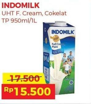 Promo Harga INDOMILK Susu UHT Full Cream Plain, Cokelat 950 ml - Alfamart