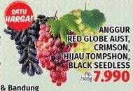 Promo Harga Anggur Red Globe Australia/Crimson/Hijau Tompshon/Black Seedless  - LotteMart