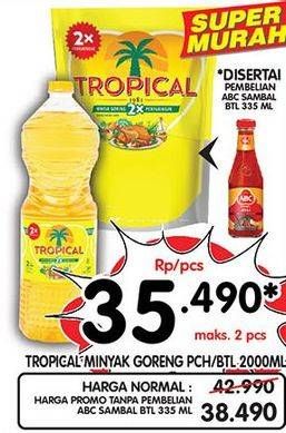 Promo Harga TROPICAL Minyak Goreng pch/botol 2000 mL  - Superindo