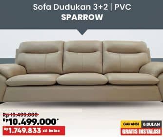 Promo Harga SPARROW Sofa 3+2 Bahan PVC  - COURTS