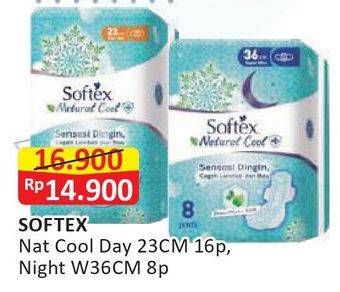 Promo Harga Softex Natural Cool+ Super Slim 23cm, 36cm 8 pcs - Alfamart