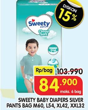 Promo Harga Sweety Silver Pants M60, L54, XL42, XXL32 32 pcs - Superindo