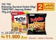 Promo Harga TIC TIC Snack Crunchy Stick/TWISTKO Snack Jagung Bakar   - Indomaret