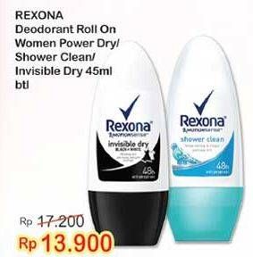 Promo Harga REXONA Deo Roll On Power Dry, Shower Clean, Invisible Dry 45 ml - Indomaret