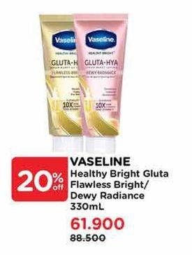 Promo Harga Vaseline Healthy Bright Gluta-Hya Lotion Flawless Bright, Dewy Radiance 330 ml - Watsons