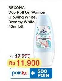 Promo Harga Rexona Deo Roll On Glowing White, Dreamy White 40 ml - Indomaret