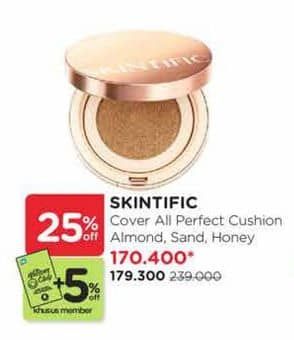 Promo Harga Skintific Cover All Perfect Cushion SPF35 Pa++++ 03A Almond, 05 Sand, 06 Honey 11 gr - Watsons