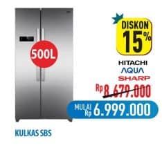 Promo Harga HITACHI/AQUA/SHARP Kulkas SBS  - Hypermart