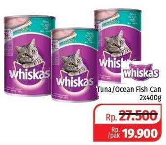 Promo Harga WHISKAS Cat Food Ocean Fish Tuna per 2 kaleng 400 gr - Lotte Grosir