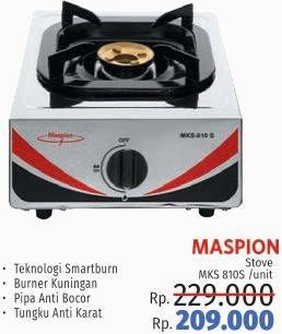 Promo Harga MASPION MKS 810S | Kompor Gas 1 Tungku  - LotteMart