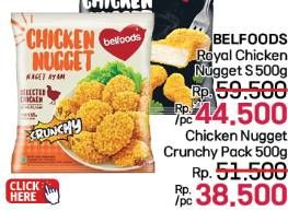 Promo Harga Belfoods Nugget Chicken Nugget Crunchy 500 gr - LotteMart