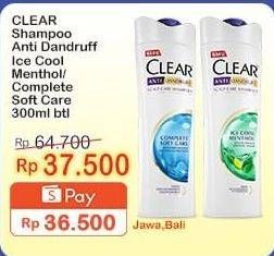 Promo Harga Clear Shampoo Ice Cool Menthol, Complete Soft Care 300 ml - Indomaret