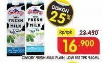 Promo Harga CIMORY Fresh Milk Plain, Low Fat 950 ml - Superindo