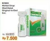 Promo Harga Komix Herbal Obat Batuk Original per 4 sachet 15 ml - Indomaret