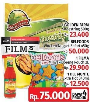 Promo Harga Golden Farm Shoestring + Belfoods Safari + Filma Minyak Goreng + Del Monte Sambal  - LotteMart