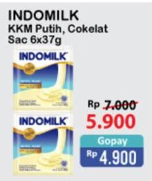 Promo Harga INDOMILK Susu Kental Manis Cokelat, Plain per 6 sachet 37 gr - Alfamart