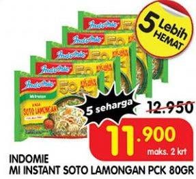 Promo Harga INDOMIE Mi Kuah Soto Lamongan 80 gr - Superindo