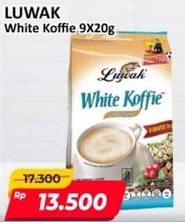 Promo Harga Luwak White Koffie Original per 9 sachet 20 gr - Alfamart