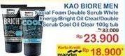 Promo Harga BIORE MENS Facial Foam Bright Oil Clear, Double Scrub Cool Oil Clear, Double Scrub White Energy 100 gr - Indomaret
