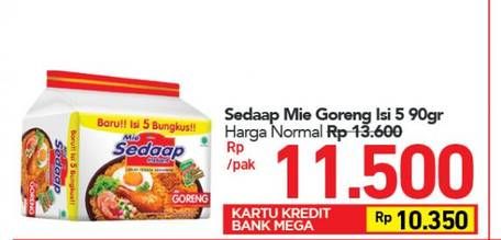 Promo Harga SEDAAP Mie Goreng Original per 5 pcs 90 gr - Carrefour