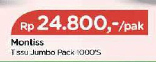 Promo Harga Montiss Facial Tissue 1000 sheet - TIP TOP