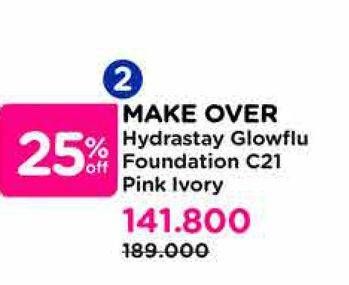 Promo Harga Make Over Hydrastay Glow Fluid Foundation C21 Pink Ivory 35 ml - Watsons