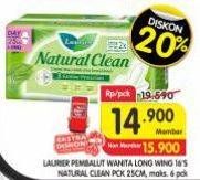 Promo Harga Laurier Natural Clean Wing 25cm 16 pcs - Superindo