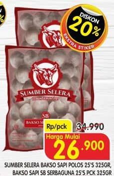 Promo Harga Sumber Selera Bakso Sapi Polos, SB Serba Guna 25 pcs - Superindo