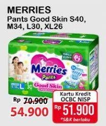 Promo Harga Merries Pants Good Skin S40, M34, L30, XL26 26 pcs - Alfamart