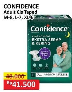 Promo Harga Confidence Adult Classic Night Ekstra Serap & Kering M8, L7, XL6 6 pcs - Alfamart