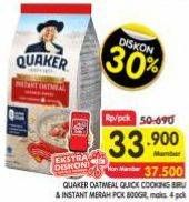 Promo Harga Quaker Oatmeal Quick Cooking, Instant 800 gr - Superindo